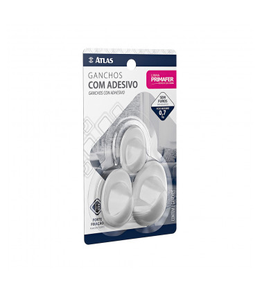 GANCHO ADESIVO 2,0KG OVAL PLASTICO BR